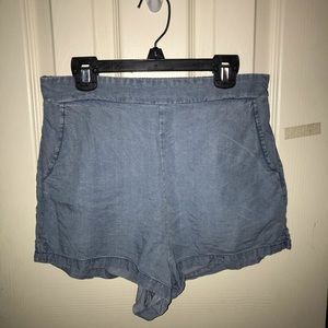 FOREVER 21 FAUX DENIM HIGHWAISTED STRETCH SHORTS